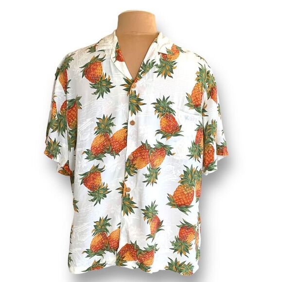 Vintage Paradise Found Shirt Hawaiian Pineapple Printed Boxy Camp Collar Top - Picture 9 of 9
